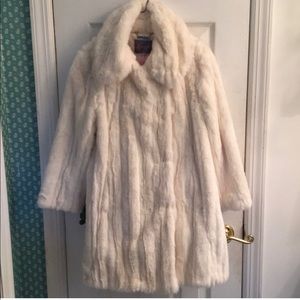White faux fur coat